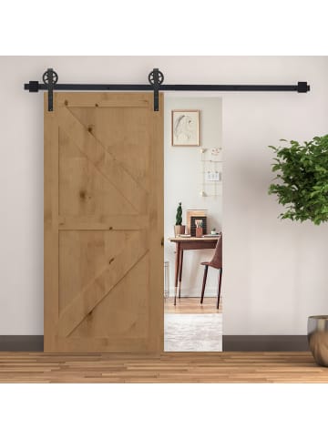 HOMCOM Schiebetür-Beschlagsatz-200L x 4B x 0,6H cm-Schwarz