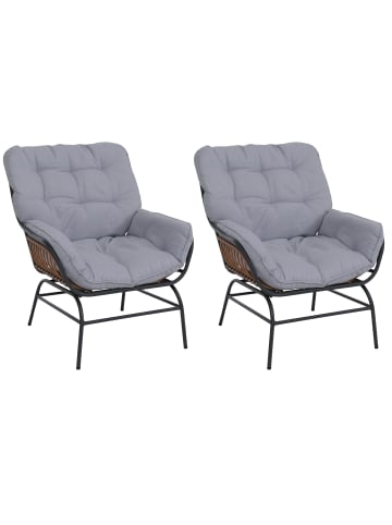 MCW 2xLoungestuhl P75, Dunkelgrau, Polster hellgrau