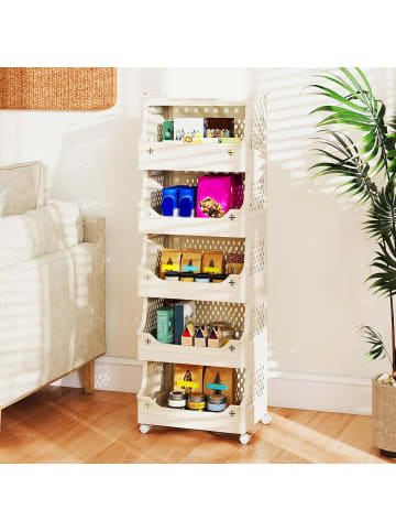 COSTWAY Rollwagen faltbar 44,5 x 29,5 x 118 cm in Beige