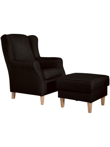 58 aufm Kessel OHRENSESSEL Karlen Bezug Flachgewebe Buche natur / schoko