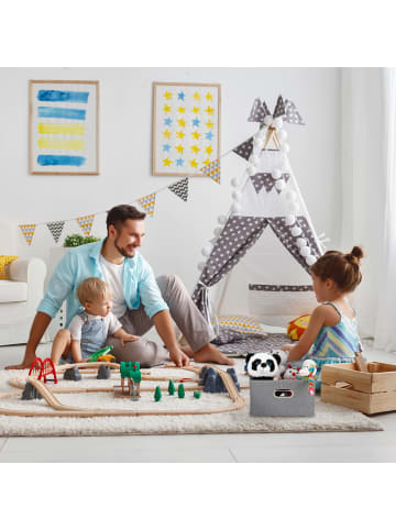 relaxdays 4x Aufbewahrungsbox in Grau - (B)34,5 x (H)20,5 x (T)42 cm