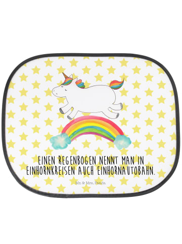 Mr. & Mrs. Panda Sonnenschutz Auto Einhorn Regenbogen mit Spruch in Weiß