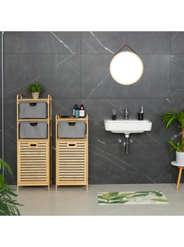 relaxdays Wäschekorb in Natur/ Grau - (B)40 x (H)95 x (T)33 cm