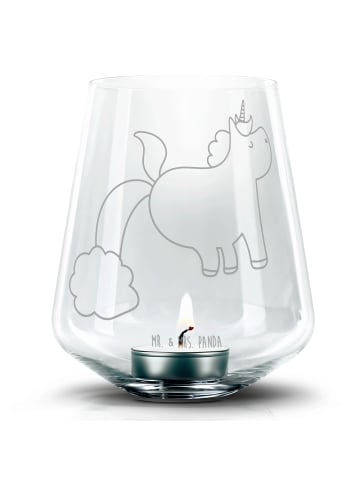 Mr. & Mrs. Panda Gravur Windlicht Einhorn Pupsen ohne Spruch in Transparent