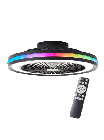 Brilliant LED-Deckenventilator – Dimmbar, RGB & CCT Licht, Ø 46,5 cm, Schwarz