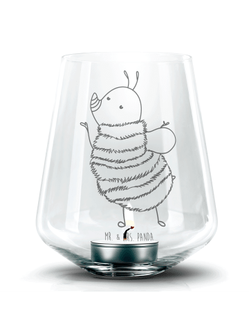 Mr. & Mrs. Panda Graviertes Windlicht Hummel flauschig ohne Spruch in Transparent
