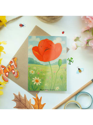 Mr. & Mrs. Panda babykarte Blume Mohnblume Design ohne Spruch in Weiß