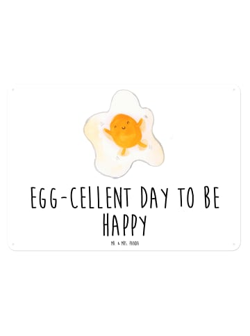 Mr. & Mrs. Panda Retro Blechschild Spiegelei Ei mit Spruch in Weiß