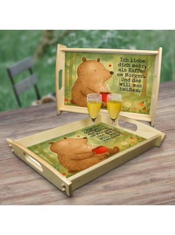 Mr. & Mrs. Panda Tablett Bär Morgenkaffee Design mit Spruch in Weiß