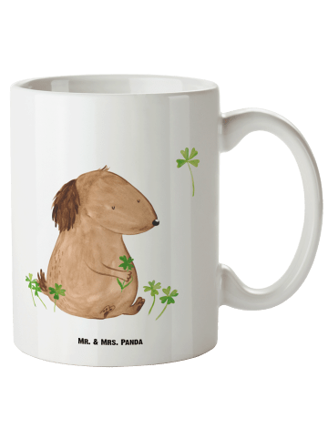 Mr. & Mrs. Panda XL Tasse Hund Kleeblatt ohne Spruch in Weiß