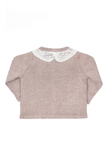 Stellou & friends Cardigan mit Spitzenkragen in beige