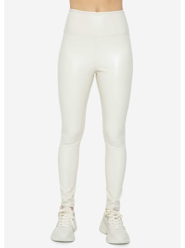 SASSYCLASSY Thermo High-Rise Leggings in Lederoptik in Weiß