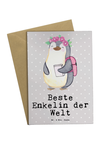 Mr. & Mrs. Panda Grußkarte Pinguin Beste Enkelin der Welt mit Sp... in Grau Pastell