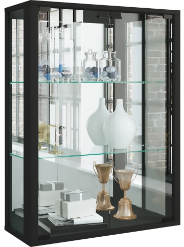 VCM  Wandvitrine Glasvitrine Udina Spiegel in Schwarz