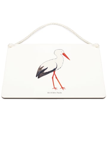 Mr. & Mrs. Panda holzbild Storch ohne Spruch in Weiß