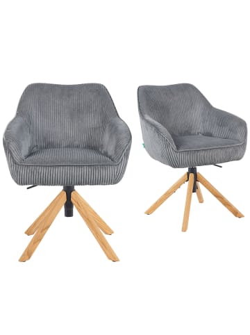 DUBI Möbel 2er-Set: Bürostuhl Mika-Olea in Grau - (B)60 x (H)83 x  (T)61 cm