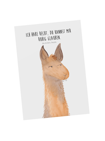 Mr. & Mrs. Panda Ansichtskarte Lamakopf Genervt mit Spruch in Weiß