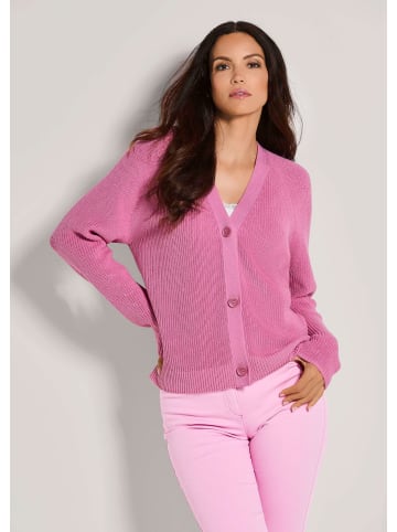 MADELEINE Moderne Sommerstrickjacke mit Perlfang-Muster in himbeersorbet