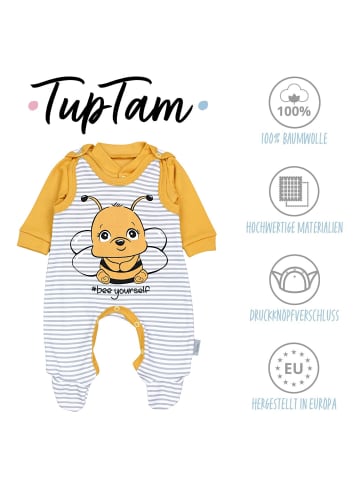 TupTam Baby Unisex Strampler-Set mit Aufdruck Spruch 2-tlg in gelb/weiß