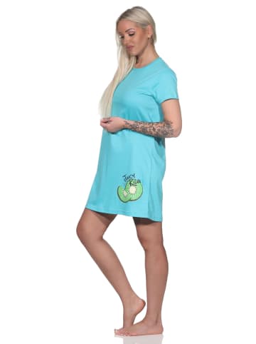 NORMANN Nachthemd kurzarm Kiwi Print - 86399 in türkis