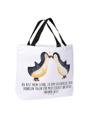 Mr. & Mrs. Panda Tasche Pinguin Liebe mit Spruch in Weiß