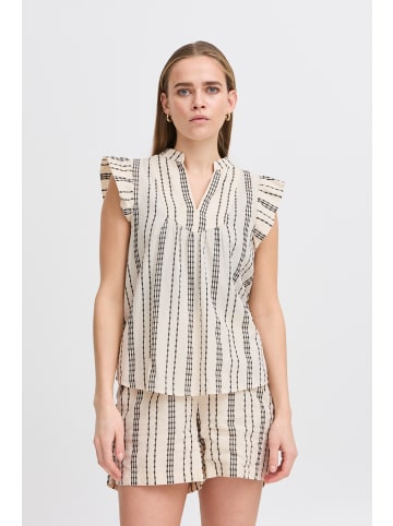 ICHI Ärmellose Bluse IHJOSINE Loose fit in Birch w. Black Jacquard Stripe