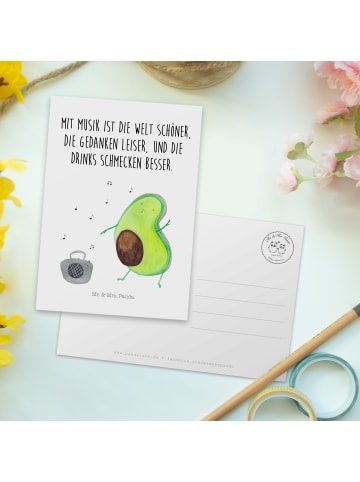 Mr. & Mrs. Panda Postkarte Avocado Tanzen mit Spruch in Weiß