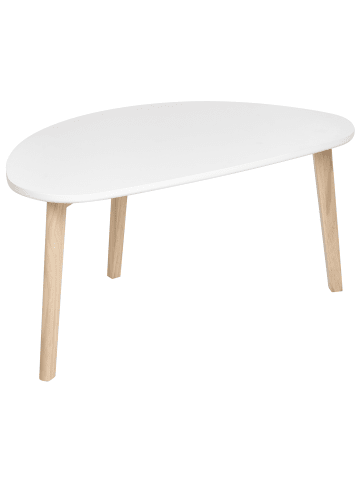Beliani Couchtisch FLY in Weiß/Braun - (W) 83 x (H) 40 x (L) 48 cm
