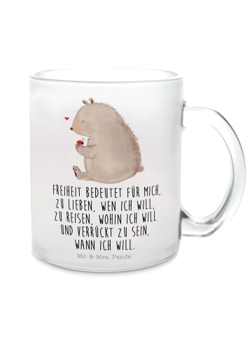 Mr. & Mrs. Panda Teeglas Bär Marienkäfer mit Spruch in Transparent