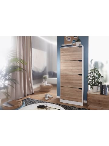 KADIMA DESIGN Schuhschrank mit 4 Fächern zum Klappen Schuhkommode 150cm Schuhregal