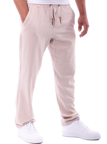 RESLAD Baumwollhose Freizeithose lang in beige