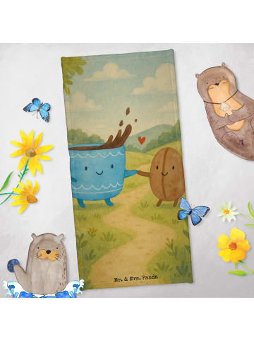 Mr. & Mrs. Panda Badetuch Kaffee Bohne Design ohne Spruch in Weiß