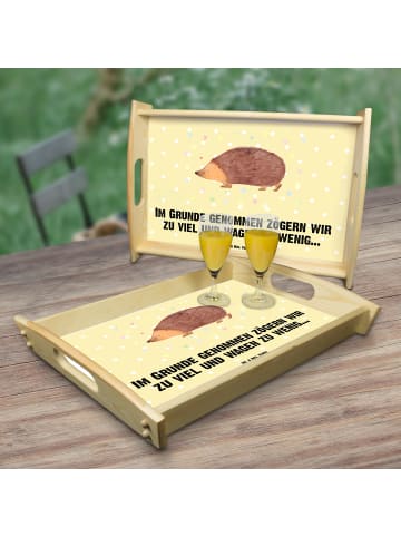 Mr. & Mrs. Panda Servier Tablett Igel Herzen mit Spruch in Gelb Pastell