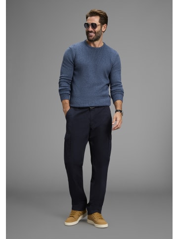 Man's World Rundhalspullover in blau melange