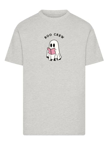 F4NT4STIC T-Shirt Boo Crew Reading Geist Halloween in grau meliert