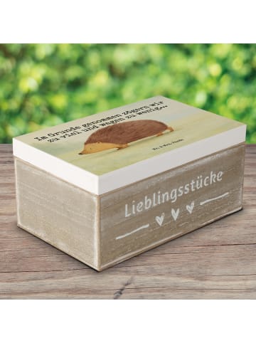 Mr. & Mrs. Panda Holzkiste Igel Herzen Design mit Spruch in Weiß