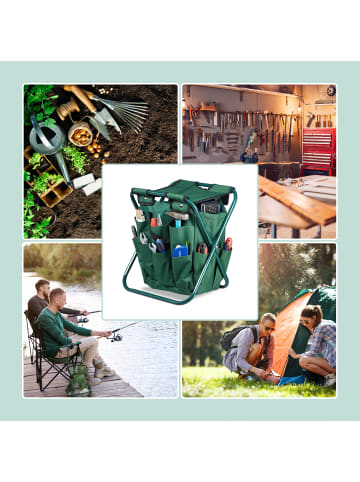 relaxdays Gartenwerkzeug Hocker in Grün - (B)30 x (H)42 x (T)39 cm