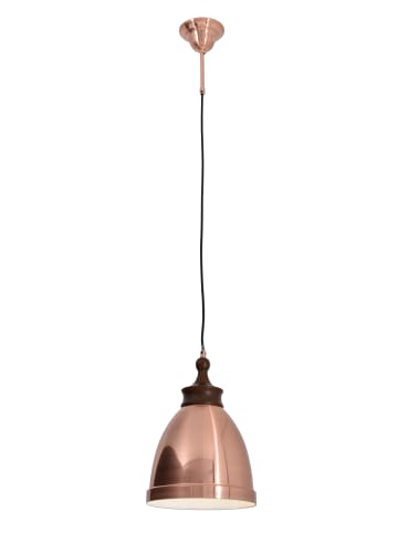 näve Metallpendelleuchte "Copper" mit Holzoptikaufsatz in Kupfer 