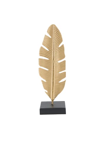 Mauro Ferretti Goldene Metallskulptur mit schwarzem Sockel und Kerzenhalter, 10 x 10 x 34 cm