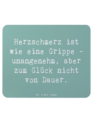 Mr. & Mrs. Panda Mauspad Spruch Herzschmerz Grippe mit Spruch in Meeresbrise