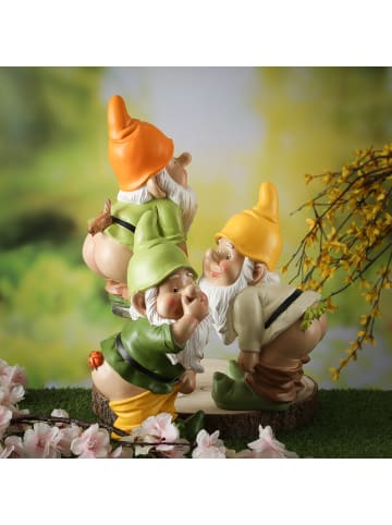 MARELIDA Gartenzwerg mit Hose Runter und Marienkäfer Gartenfigur H: 27cm