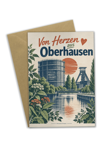 Grußkarte Gasometer heimatverbunden Design mit ... in Weiß