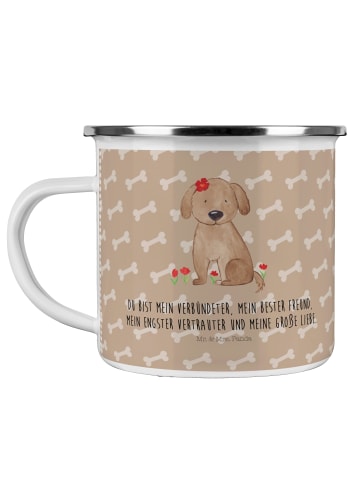 Mr. & Mrs. Panda Camping Emaille Tasse Hund Dame mit Spruch in Hundeglück