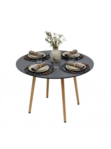 relaxdays Esstisch in Schwarz/ Natur - (H)75 x Ø 90 cm