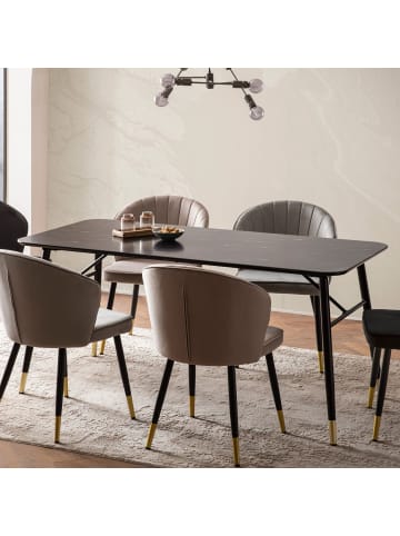 KADIMA DESIGN Esszimmertisch 180x90x76 cm Esstisch in Marmor-Optik Modern, in Schwarz