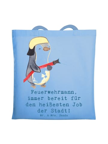 Mr. & Mrs. Panda Jutebeutel Feuerwehrmann Held mit Spruch in Sky Blue