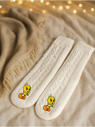 Looney Tunes  Looney Tunes Tweety Hüttensocken Strick Haussocken Kuschelsocken in weiß