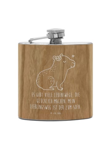 Mr. & Mrs. Panda Alkoholflasche Capybara Blume mit Spruch in Braun
