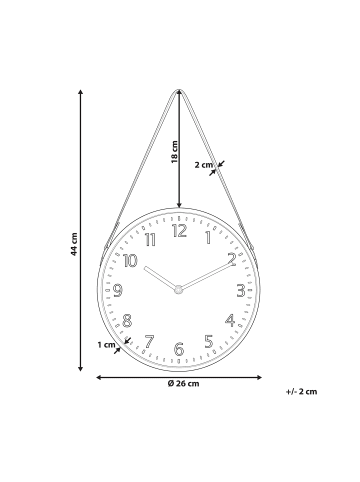 Beliani Wanduhr RENENS in Braun/Weiß - (W) 26 x (H) 44 x (L) 6 cm