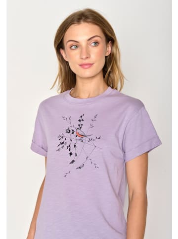 GreenBomb T-Shirt Animal Bird Branch in Lila